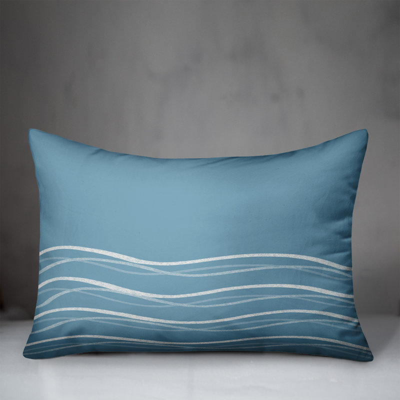 Wavy Lines Throw Pillow, Blue