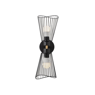 Elegant Black Wall Lamp, Metal Body, 6.3 x 6.3 inches | Height: 18.9 inches | 2 x E27 Socket, Max 40W | IP20 Rated, Ideal for Hotels & Modern Interiors | Stylish & Functional Lighting Solution