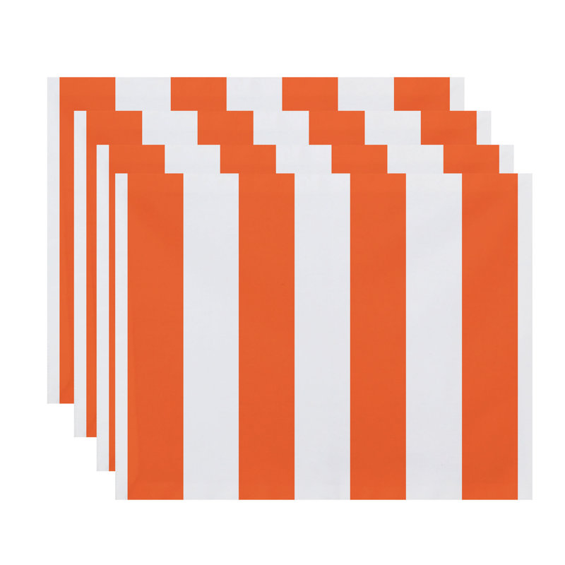 Aksel Polyester Striped Rectangle Placemat, Orange