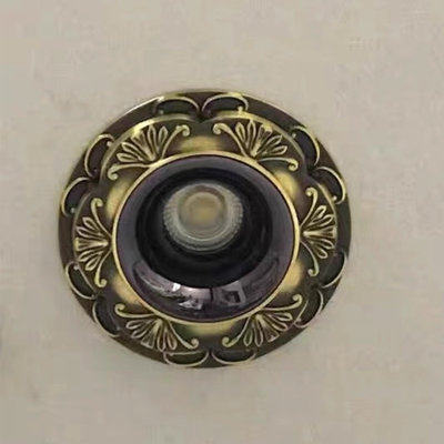 Single Head Led Brushed Brass Spot Light With Hand Drawn Pattern 8w, American-style All-copper Downlight