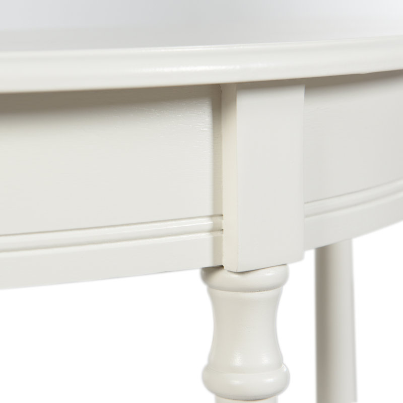 Tinsle Collection Half Moon Console Table with Storage Shelf End Table - Honeynut, Farmhouse White