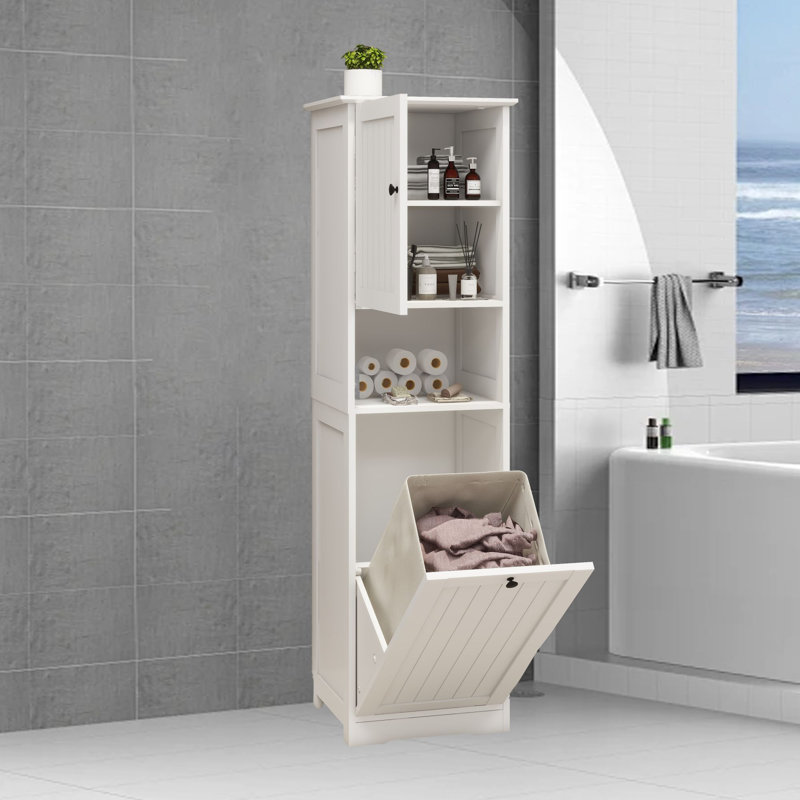 Wood Cabinet Laundry Hamper with Handles