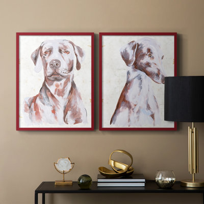 «Sitting Dog I», reproduction encadrée de qualité supérieure - prête à être accrochée - aucun clou requis - aucun clou requis