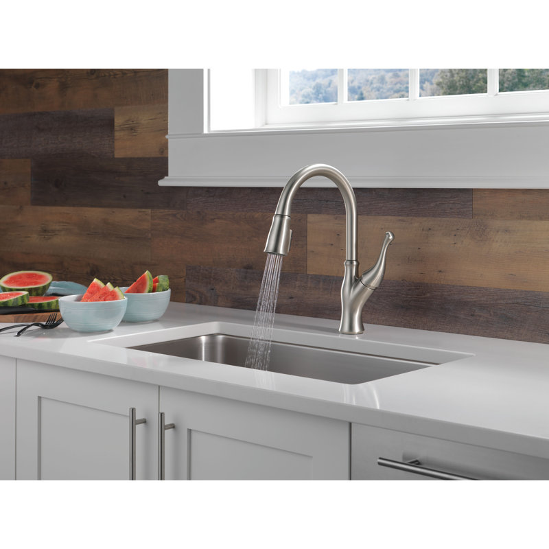 Robinet de cuisine à poignée simple Delta Ophelia, Acier inoxydable Spotshield