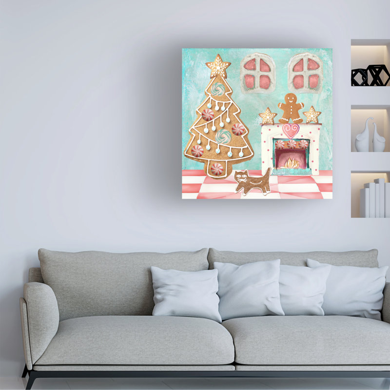 Œuvre sur toile, pain de gingembre, bolologic, H 14 po x l 14 po