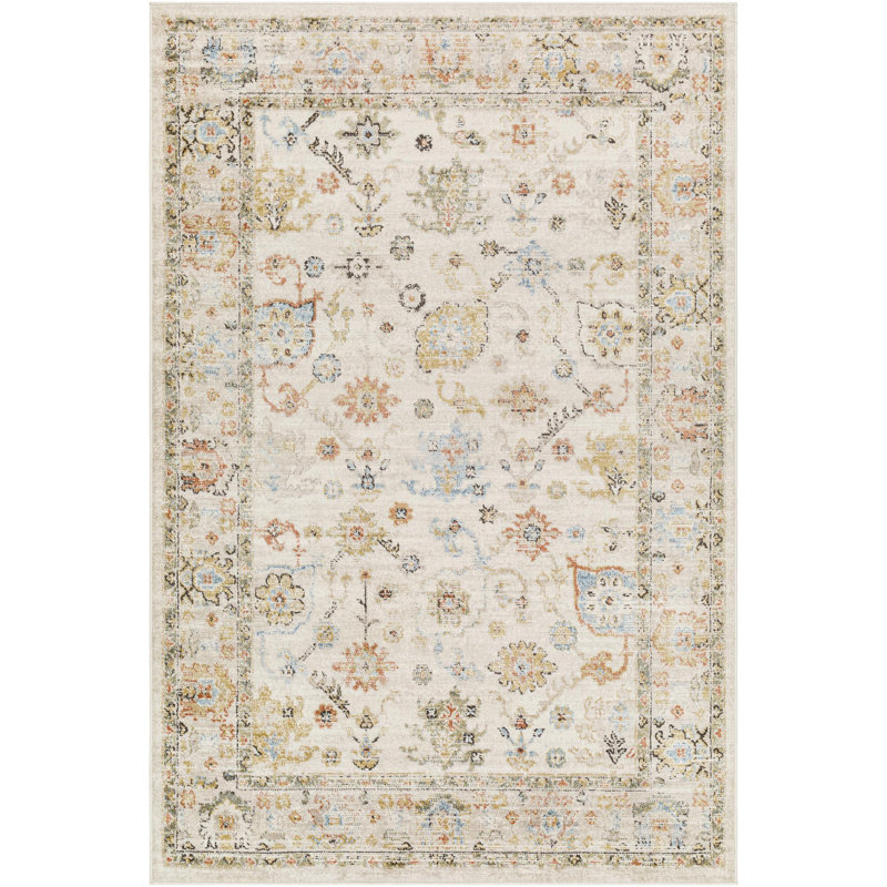 Pertek Grace Traditional Cream Area Rug, Rectangle 7' x 9'