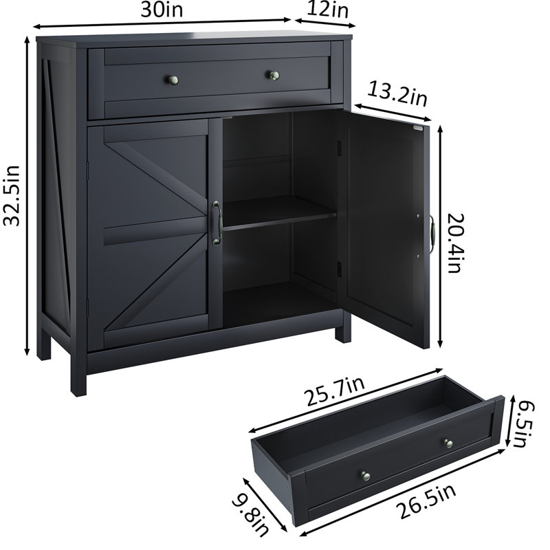 Armoire de rangement avec tiroir et tablette réglable dans la tablette de cuisine noire, finition