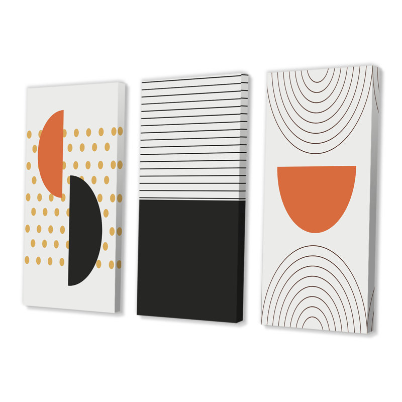 Creative Vintage Designs In Retro Colours XI - Mid-Century Modern Art Set Of 3 Pieces, 28" H x 36" W