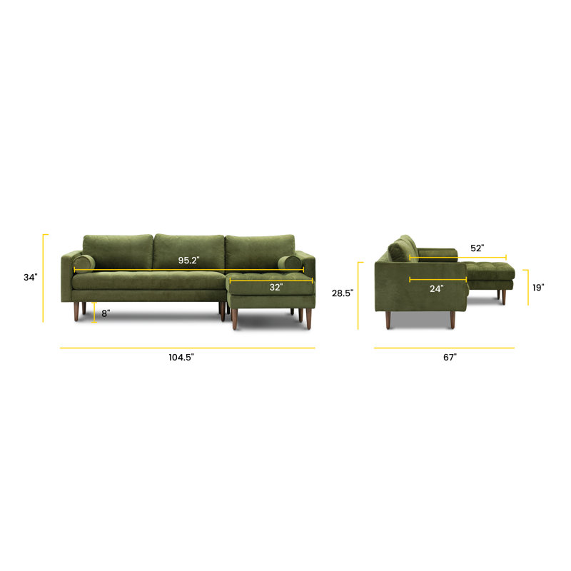 Napa 104.5" Velvet Sectional Sofa - Stylish & Spacious