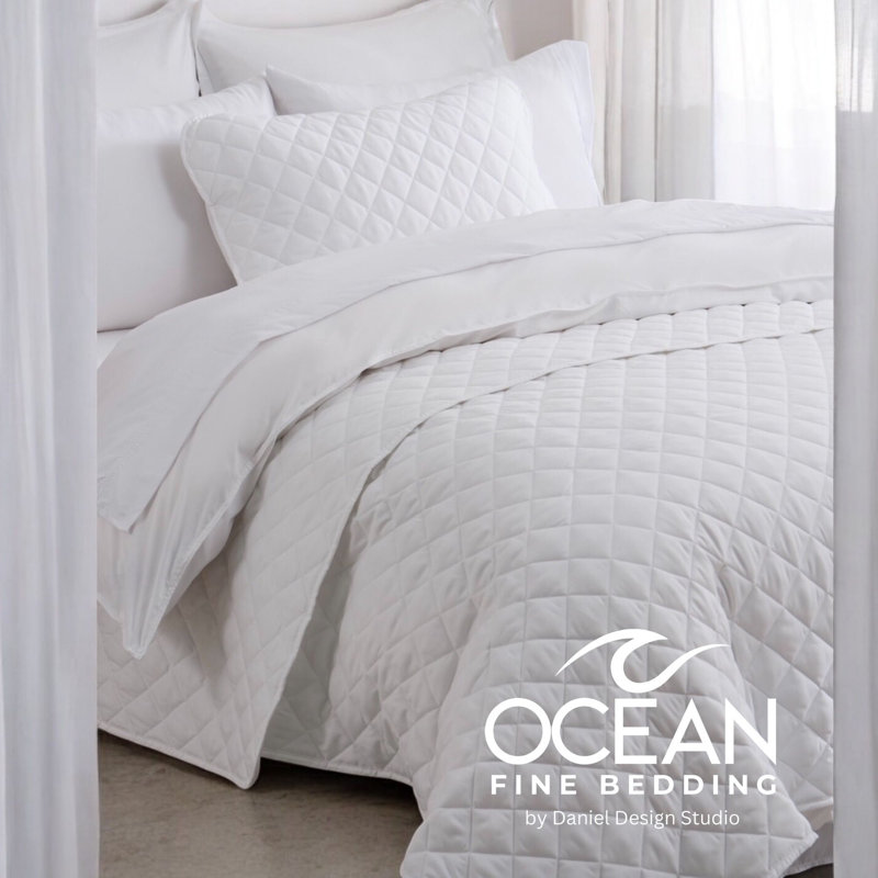 OCEAN FINE BEDDING Quilted Coverlet, White, Queen Coverlet/Bedspread