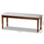Banc rembourré en tissu Gethyn gris avec bois fini noyer brun, H 18,9 po x l 47,8 po x P 16,1 po-439292935-439292938