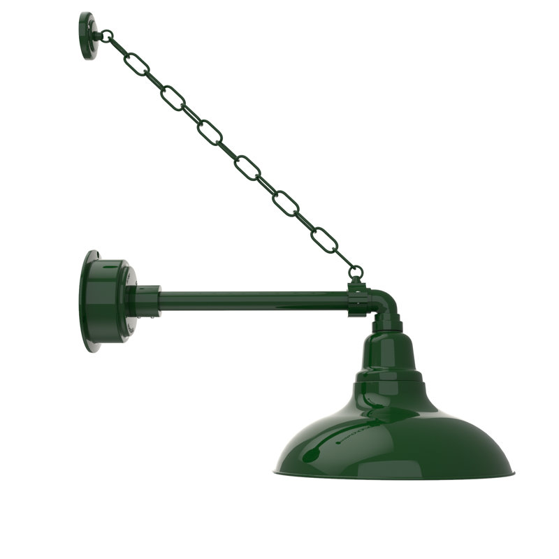 Adesh LED Wall Light, 14" H x 12" W x 23" D, Vintage Green