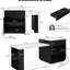 Îlot de cuisine avec table extensible pour 4 à 6 personnes, armoire noire, double rangement, 1 port, 2 tablettes ouvertes latérales modernes, tiroirs, comptoir en faux marbre, roues verrouillables-2119488989