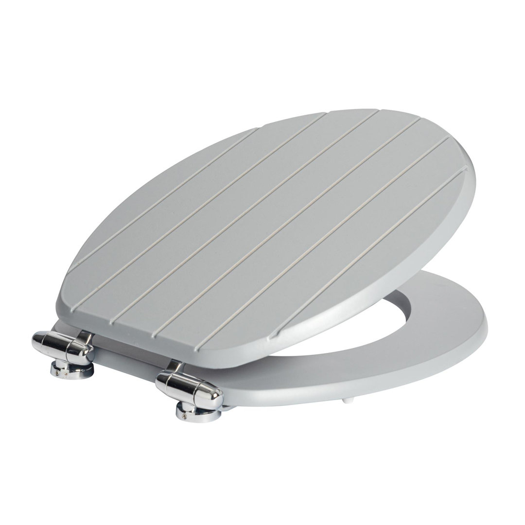 Harbour Housewares Grey Soft Close Tongue & Groove Toilet Seat - Image 4