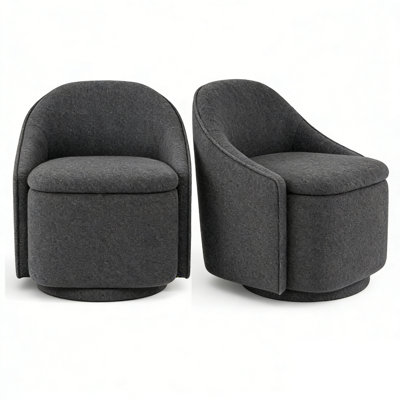 Aimilia Upholstered Swivel Storage Dining Chair (Set of 2 )