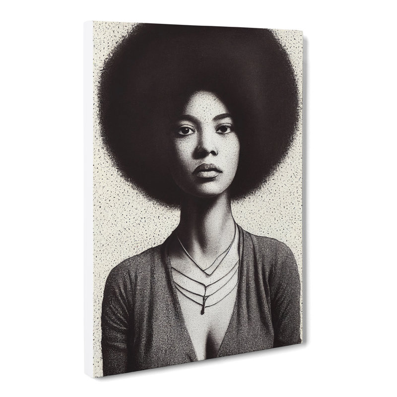 CAN-V0523-2942X Woman With Afro Stippling - Wrapped Canvas Print, 50cm H x 35cm W x 3cm D