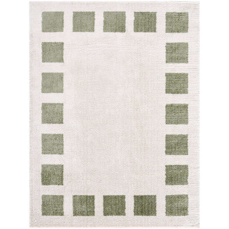 Machine Washable Shaggy Boho Grass Green Area Rug, Rectangle 120 x 170cm