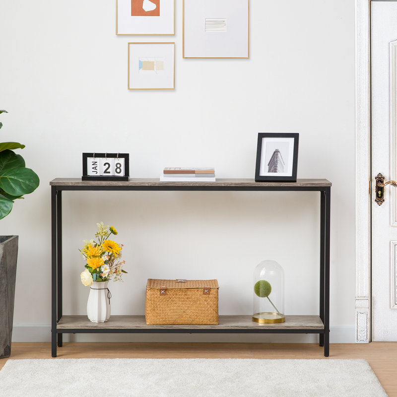 Console avec rangement Kearria, Noir, noir, noir, noir, H 29,5 po x l 47,2 po x P 7,9 po, Grège