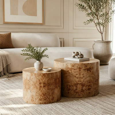 Ensemble de 2 tables basses gigognes rondes modernes