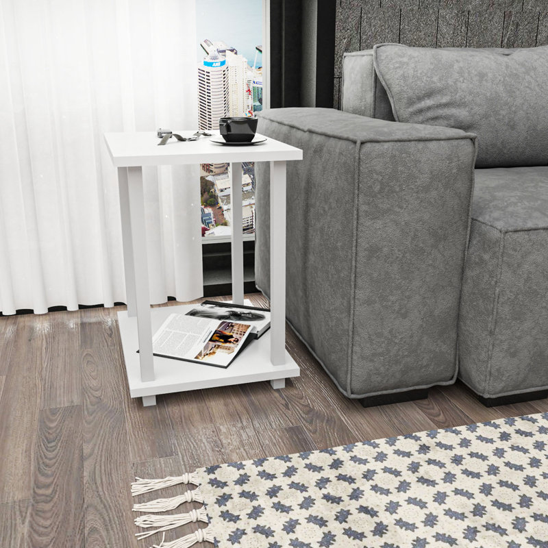 Monowi End Table, White, White