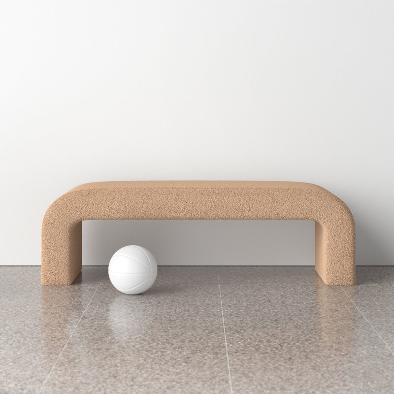 Daine 62" Upholstered Bench, Tan Faux Lambs Wool