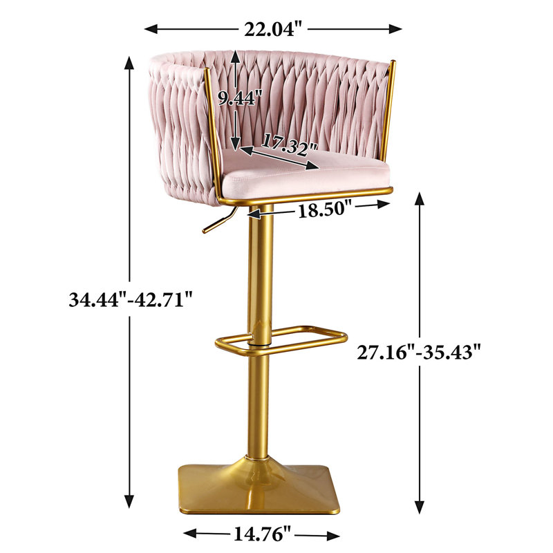 Tabouret de bar rotatif à hauteur ajustable Bengal, Rose