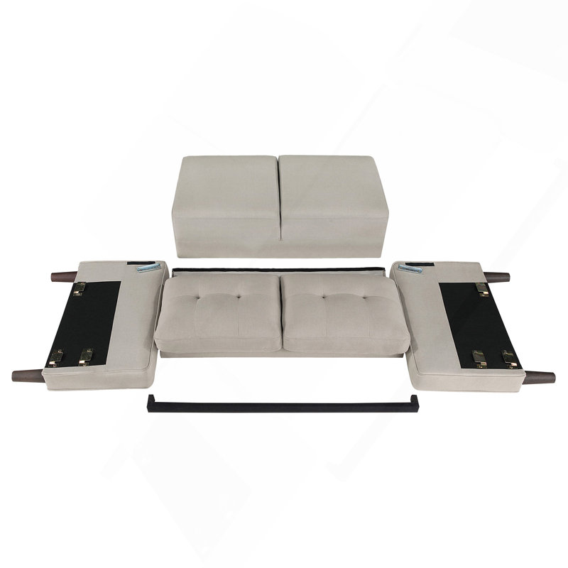 Beige Upholstered Tufted Loveseat