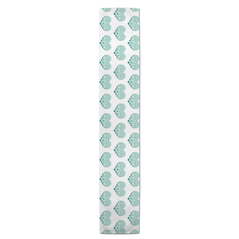 Ferrier Heart Table Runner, 72" L x 16" W, Teal