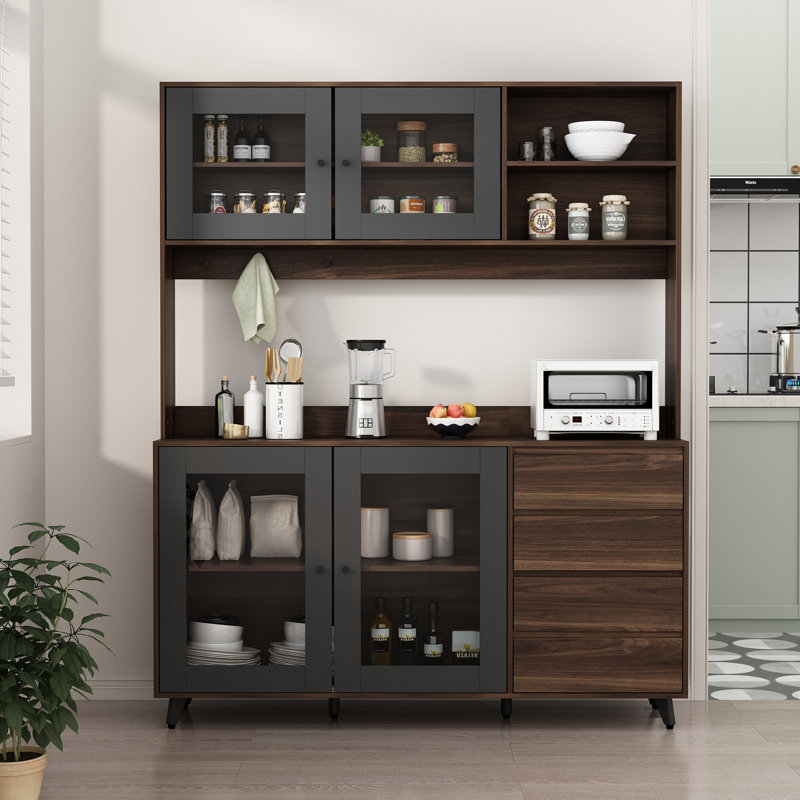 Dorilal 74.8'' Kitchen Pantry, Brown/Dark Gray