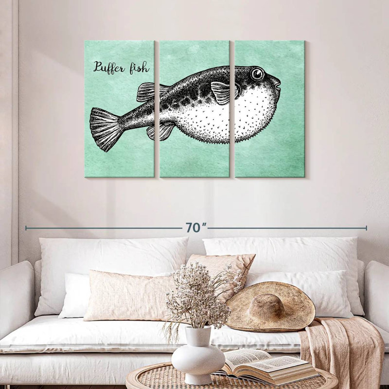 Brampt Puffer Fish Sketch, 28" H x 45" W
