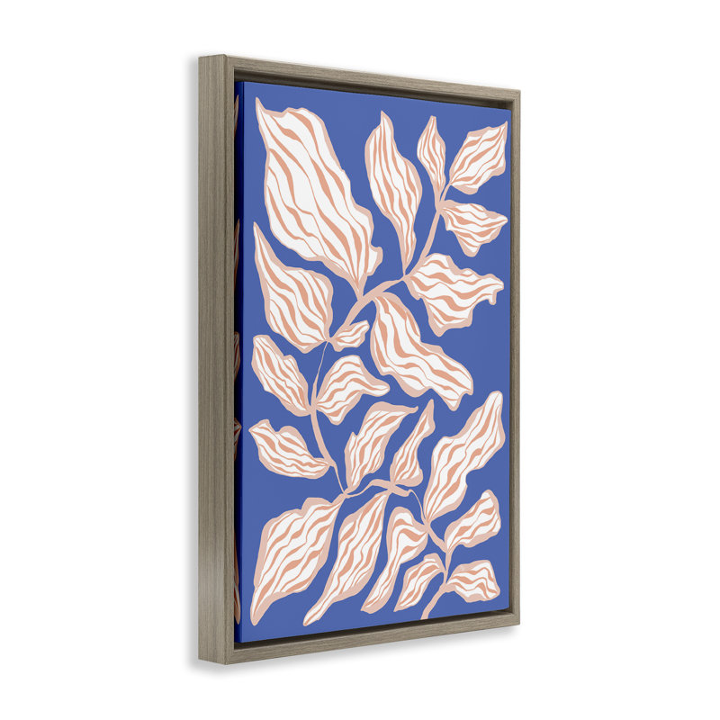 «Curving Leaves Impression Floater» par Martina Pavlova, Cadre flottant orme Montalcino, H 25 po x l 17 po