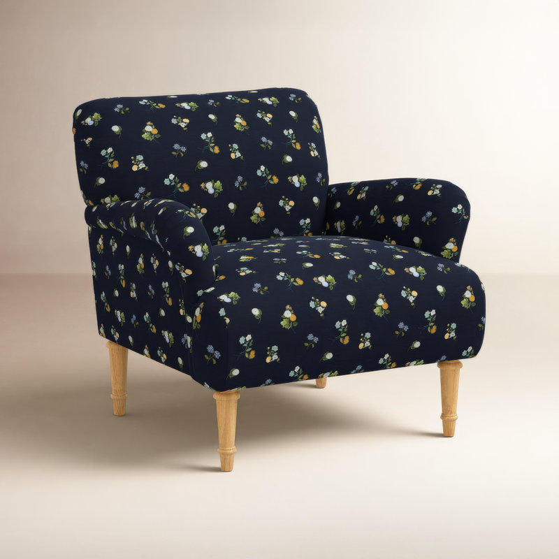Bristol Armchair In Ditsy Dahlia Navy, Ditsy Dahlia Navy, Natural