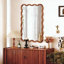 Miroir décoratif jaune-brun à cadre ondulé rond en bois massif de 36 pouces, pour chambre à coucher, salle de bain, salon, entrée-597646052-597646057