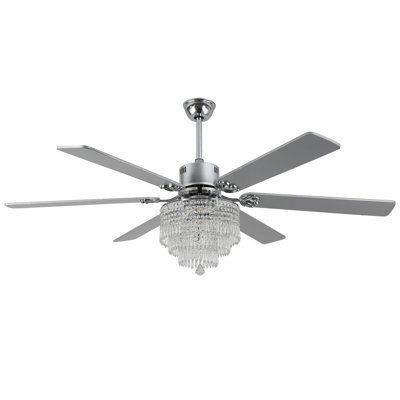 Ventilateur de plafond en cristal de luxe moderne de 65 pouces avec lumières et télécommande Trogdon