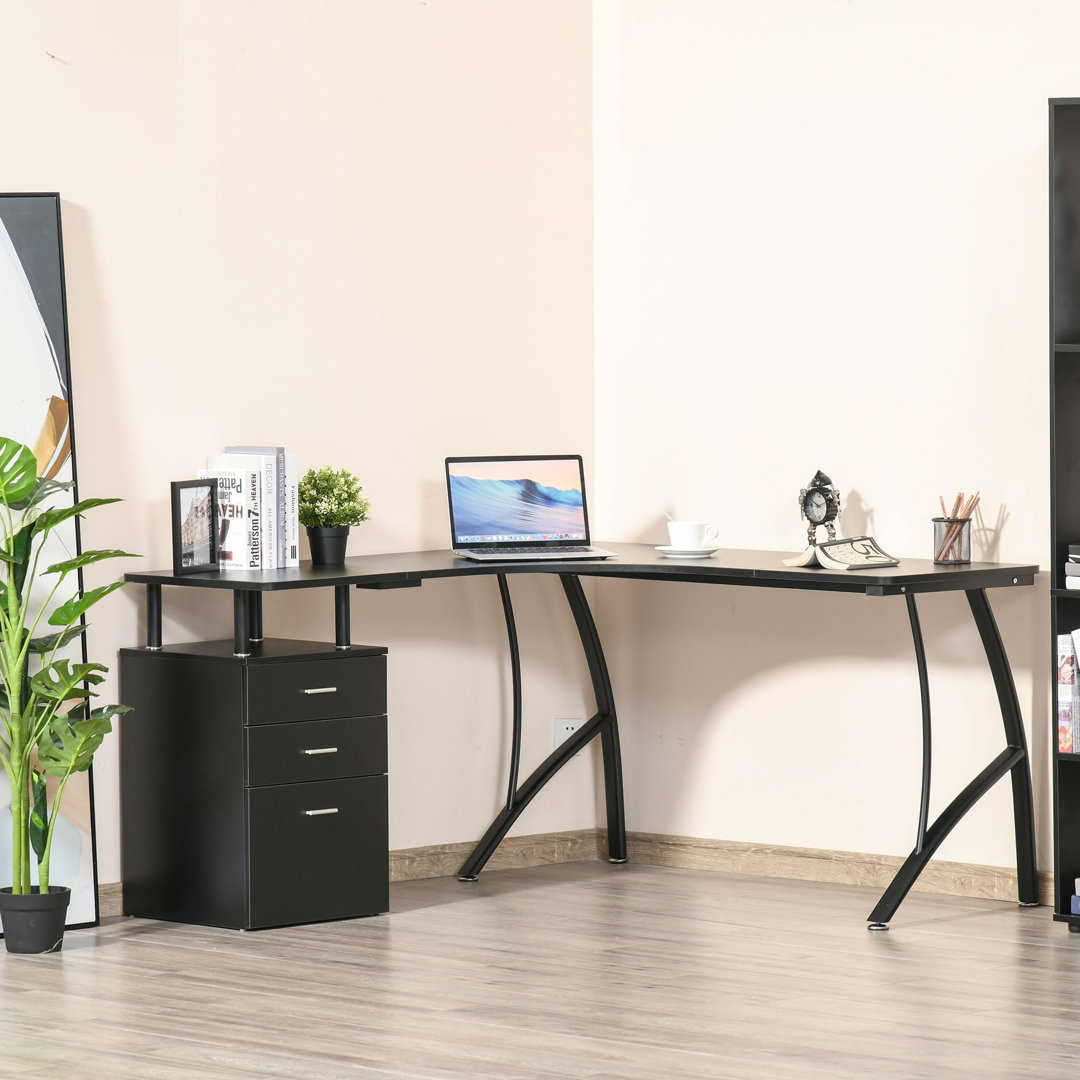L-Shaped Computer Desk Table with Storage Drawer