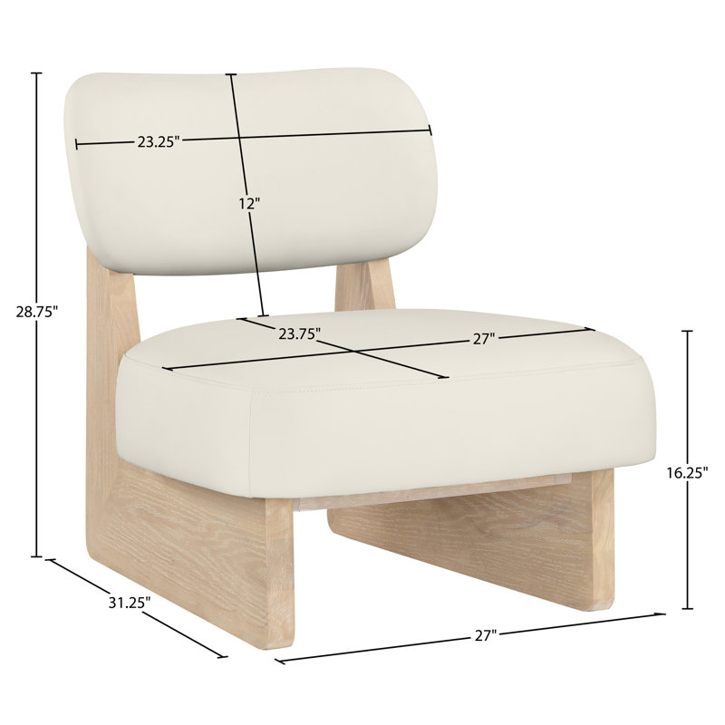Fauteuil d'appoint en cuir Vetra Lystra, Crème végétalien en cuir, Naturel