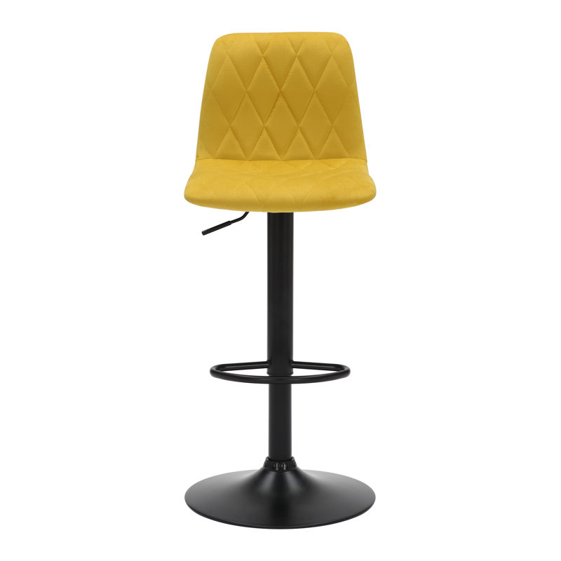 Lamboro bar stools Swivel Upholstered Velvet Adjustable Height Bar Stool with Steel Frame, Mustard