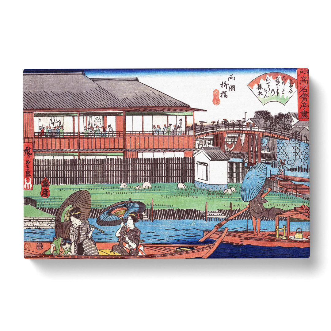 Ono at Ryogoku Yanagibashi by Utagawa Hiroshige - Wrapped Canvas