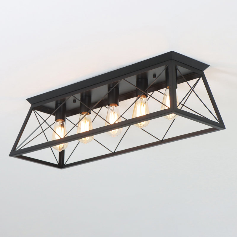 Luminaire encastré cage rectangulaire 5 lumières Ciarrai, Noir mat