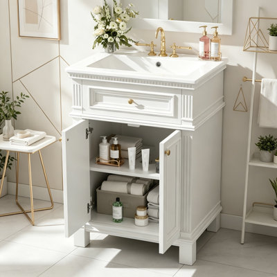 Armoire de salle de bain avec portes à fermeture douce et tablette réglable