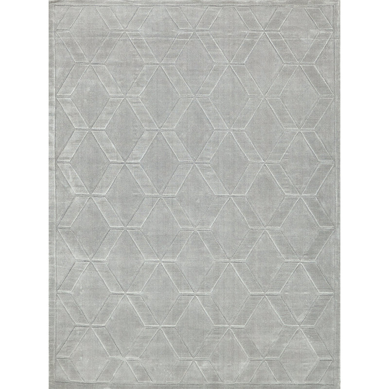 Brunello Geometric Area Rug in Light Silver, Rectangle 4' x 6'