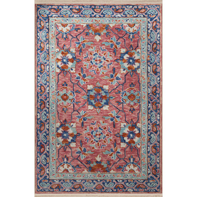 Multicolor Floral Pattern Fringed Vintage Decorative Rug
