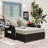 PE Rattan Chaise Lounge with Adjustable Backrest, High-Density Cushions and Footrest-1838018958