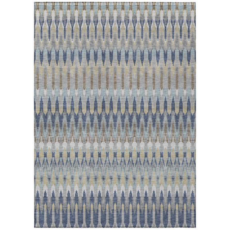 Washable Abstract Indoor / Outdoor Rug, Rectangle 8' x 10'