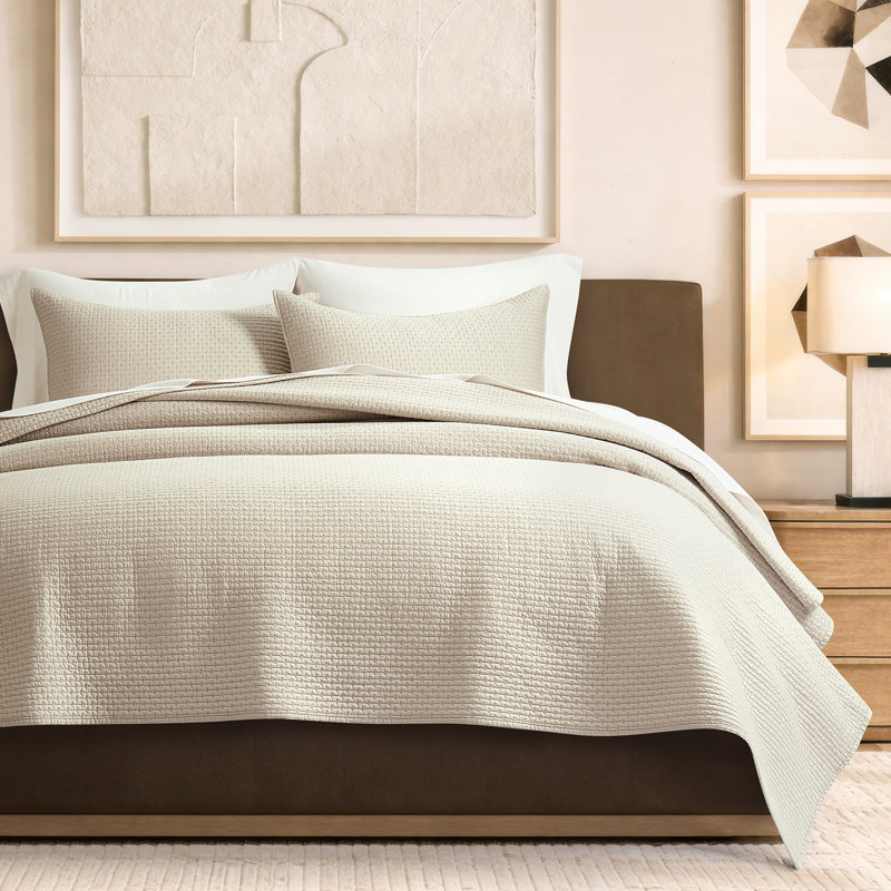 100% Cotton Sateen Quilt Set - Lightweight Breathable Coverlet With Pick-Stitch Design, Reversible & Pre-Washed For All-Season Comfort