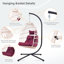 Fauteuil suspendu en osier rose pour l'extérieur avec support pour patio, intérieur ou jardin-873599424