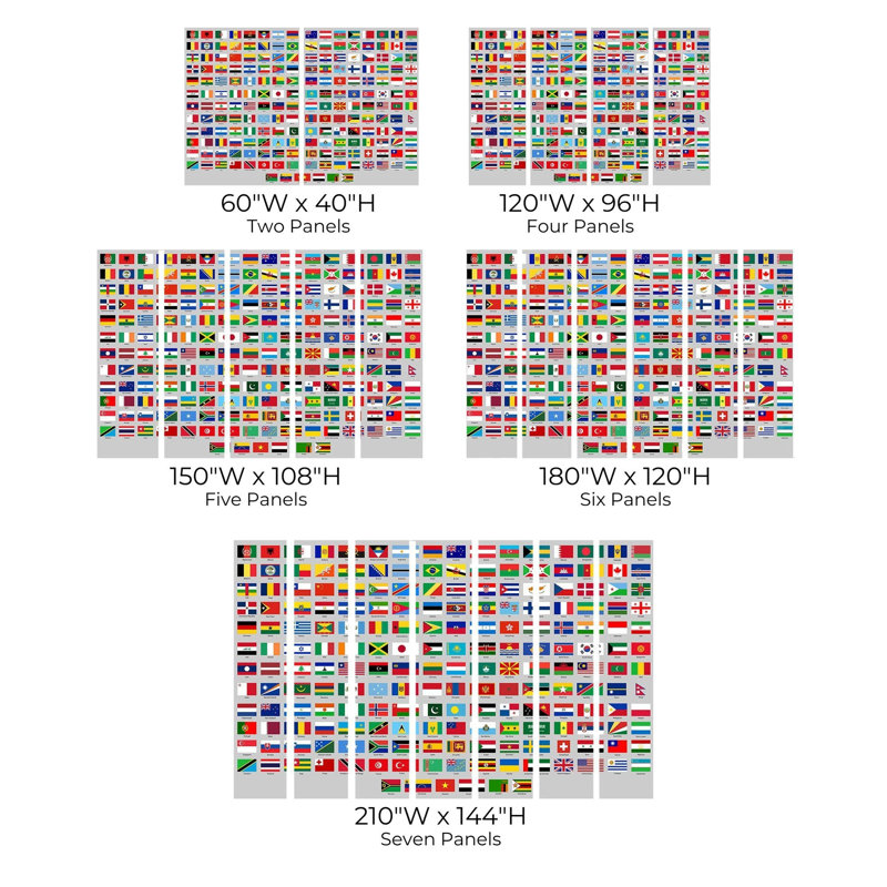 Murale pelez et collez de qualité supérieure - Collection World Flags, L 180 po x L 120 po