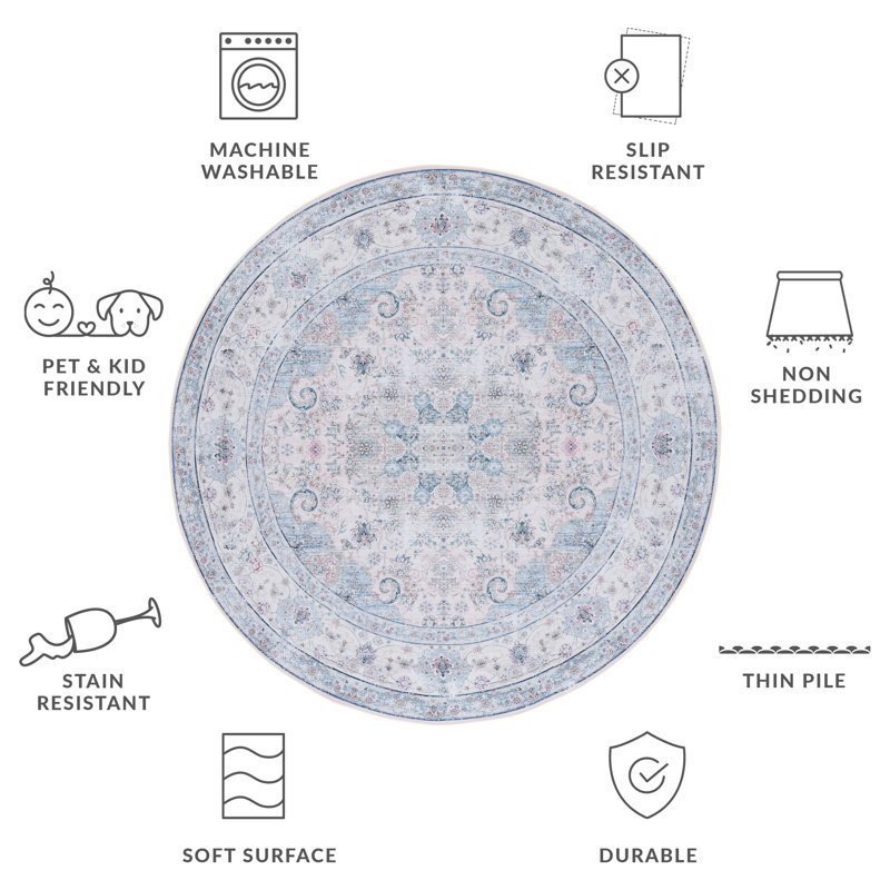 Ziebarth 165 M/W S/R Area Rug In Beige / Green, Round 4'