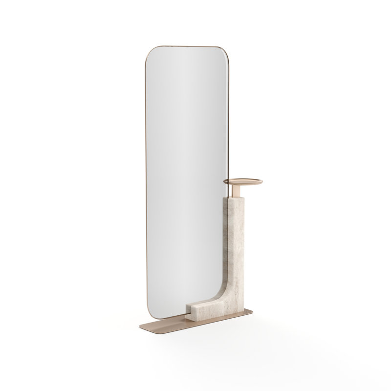 Caracole Rectangle Mirror, Gold/Cream
