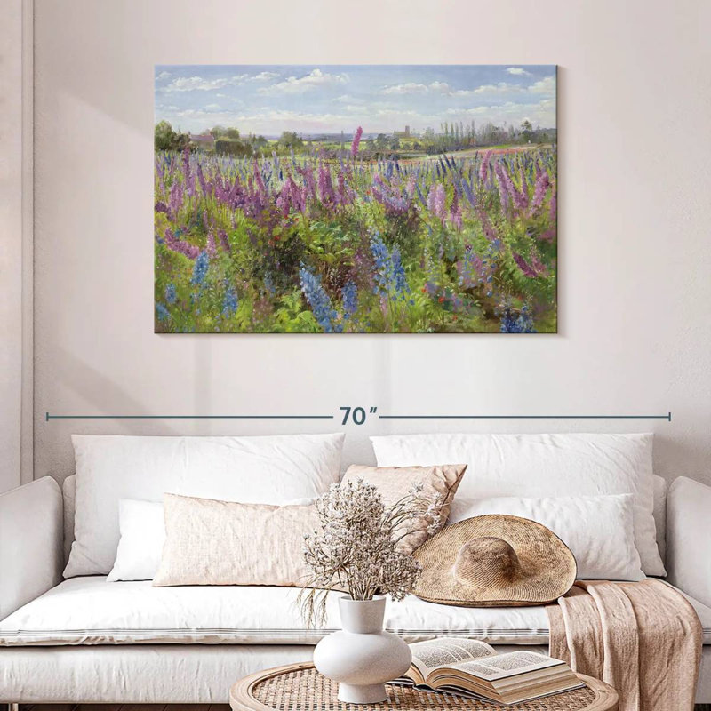 Delphiniums et coquelicots Alvord, H 30 po x l 45 po